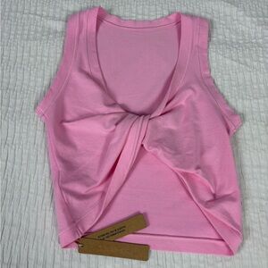 SKIMS Pink Twist Front Crop Top